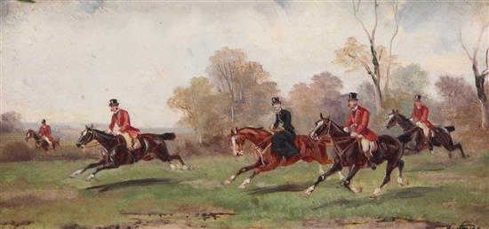 Rudolf Stone (19th century) Hunting scenes 5.5 x 11.75in.